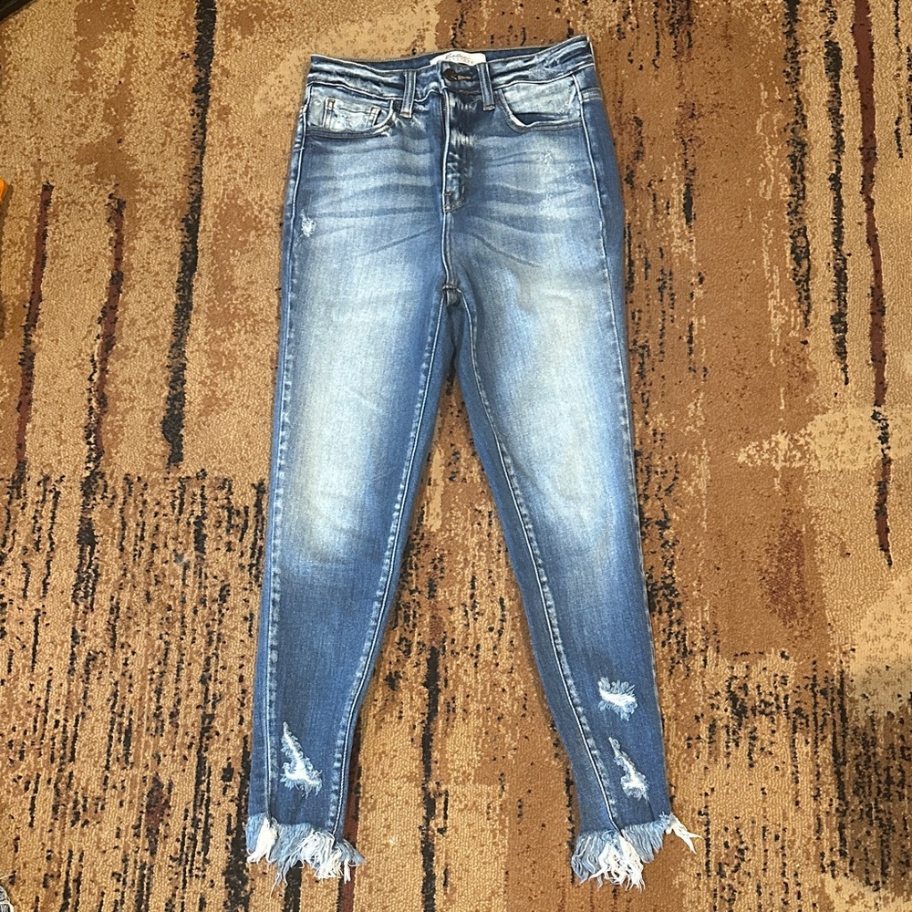 KanCan Blue Distressed Ankle Jeans